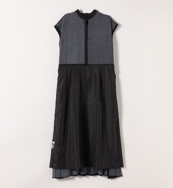 SHIPS any「《予約》SHIPS any:〈手洗い可能〉ドット バンドカラー フレンチ プリーツ ロング ワンピース」|ワンピース|