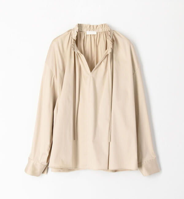 Ballsey「ハイカウントサテン ネックフリルブラウス」|シャツ・ブラウス|
