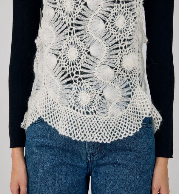 DES PRES「ヘアピンレースハンドニット ヘムフレアトップス」|ニット・セーター|