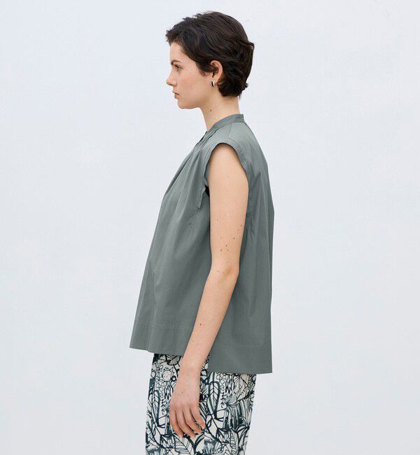 TOMORROWLAND collection「【一部WEB先行予約】ハイパワーストレッチブロード ギャザーノースリーブブラウス」|シャツ・ブラウス|