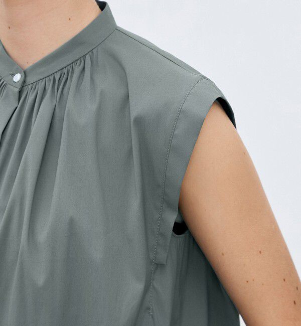 TOMORROWLAND collection「【一部WEB先行予約】ハイパワーストレッチブロード ギャザーノースリーブブラウス」|シャツ・ブラウス|