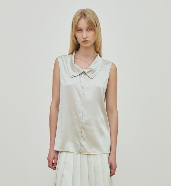 DES PRES「シルクストレッチサテン スカーフネックブラウス」|シャツ・ブラウス|