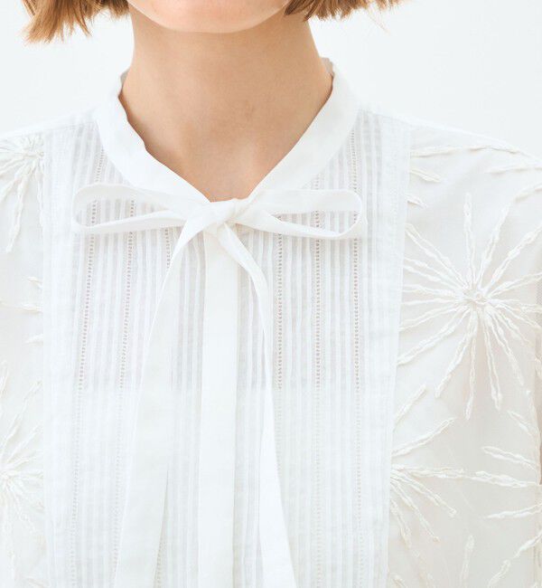 TOMORROWLAND collection「ホワイトコンビネーション エンブロイダリーボウタイブラウス」|シャツ・ブラウス|