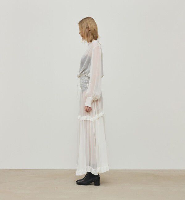 DES PRES「シルクシフォン ラッフルマキシワンピース」|ワンピース|