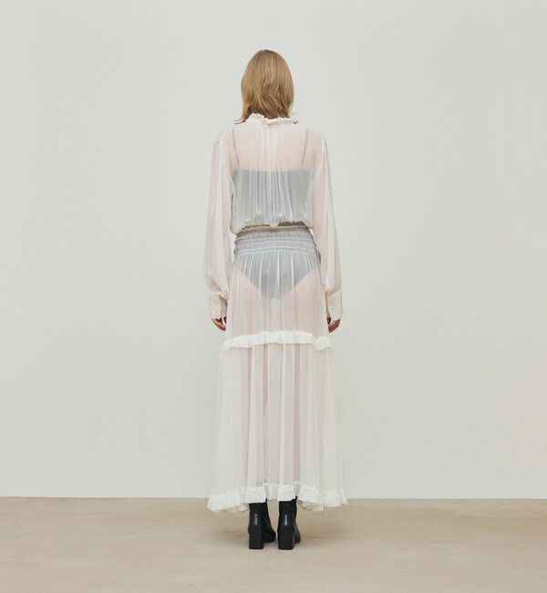 DES PRES「シルクシフォン ラッフルマキシワンピース」|ワンピース|