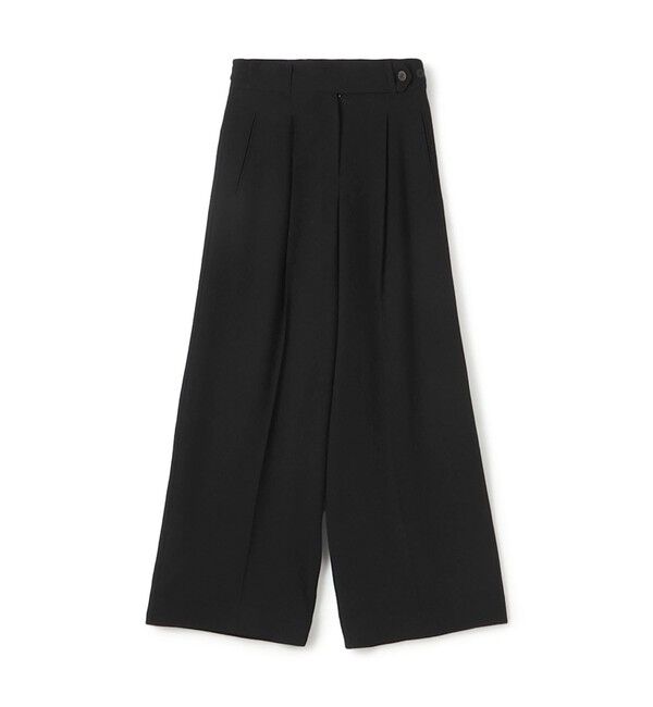DES PRES「ウールジョーゼット タックワイドパンツ」|スラックス|19 ブラック