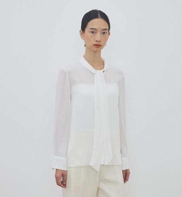 DES PRES「シアーレースコラージュ ボウタイナローブラウス」|シャツ・ブラウス|