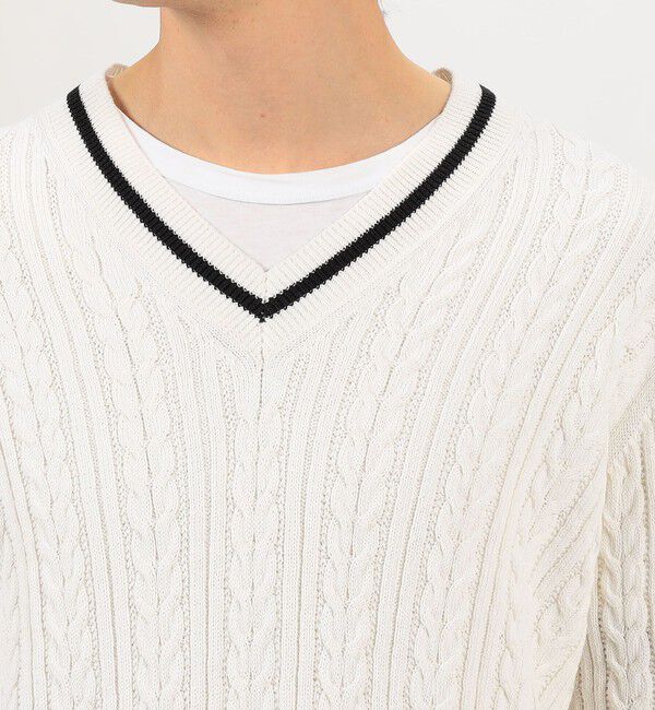 TOMORROWLAND MENS「コットンケーブル Vネックニット」|ニット・セーター|