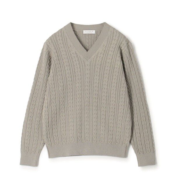 TOMORROWLAND MENS「コットンケーブル Vネックニット」|ニット・セーター|15 グレー