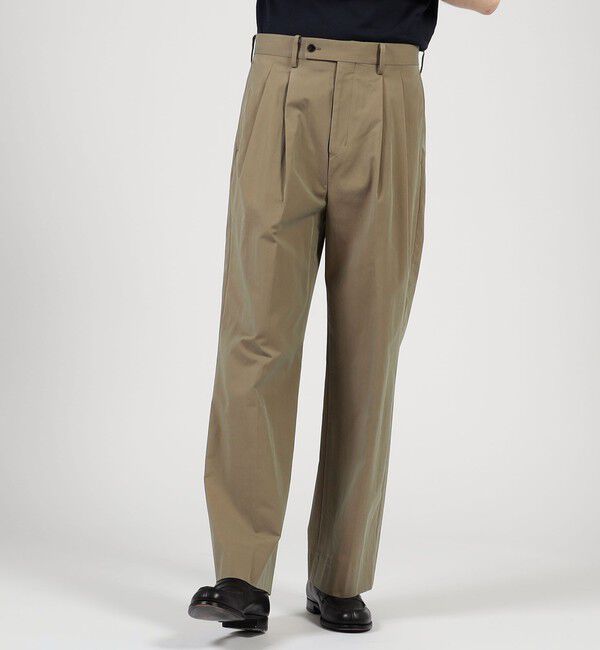 TOMORROWLAND MENS「コットンナイロンツイル 2プリーツワイドストレートパンツ」|スラックス|