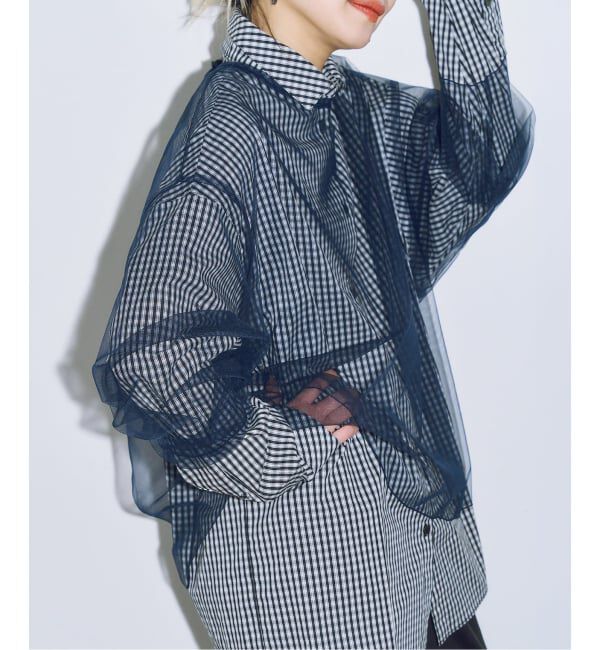  「《追加2》TULLE T-SHIRTS：ブラウス」|シャツ・ブラウス|ネイビー