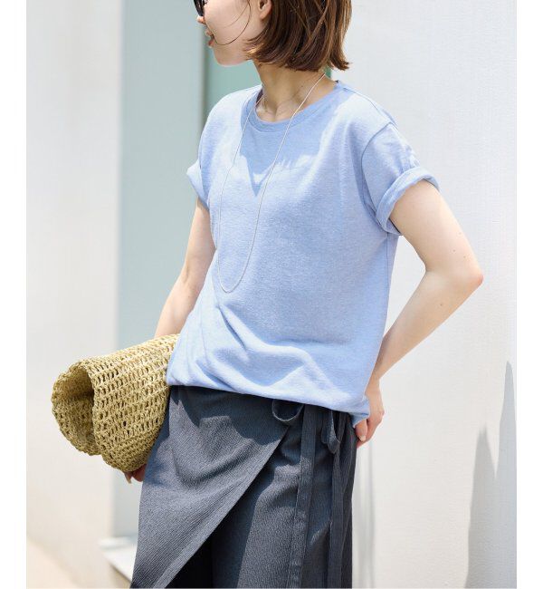 SLOBE IENA「《追加》スラブ5分袖TEE」|Tシャツ・カットソー|サックスブルー B