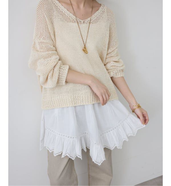 SLOBE IENA「ギマヤーンVネックプルオーバー」|ニット・セーター|