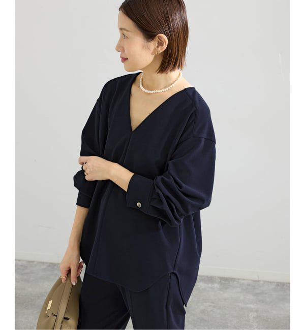 IENA「《セットアップ対応》カットジョーゼットVネックプルオーバー」|シャツ・ブラウス|