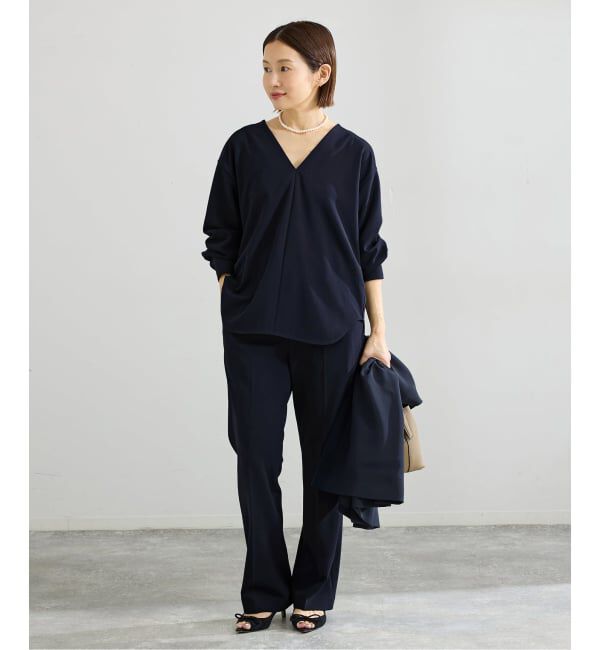 IENA「《セットアップ対応》カットジョーゼットVネックプルオーバー」|シャツ・ブラウス|