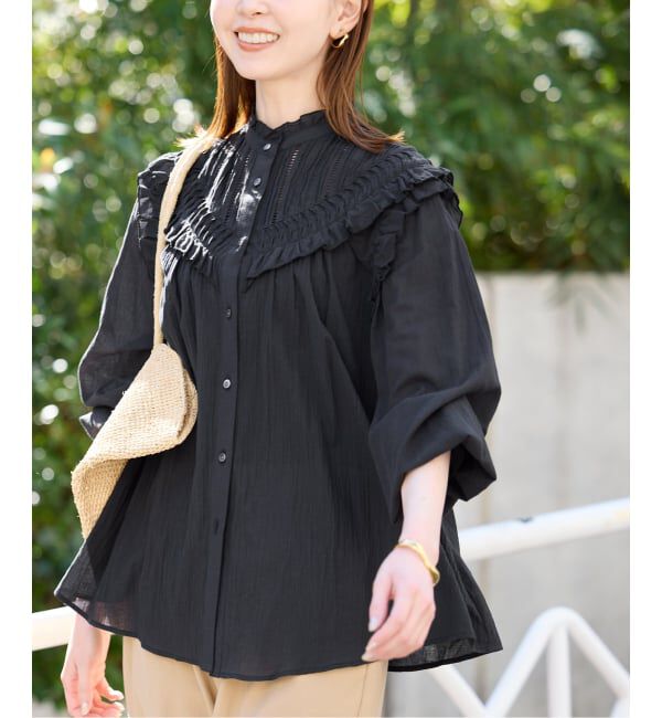 SLOBE IENA「《WEB限定》フリルピンタックブラウス」|シャツ・ブラウス|