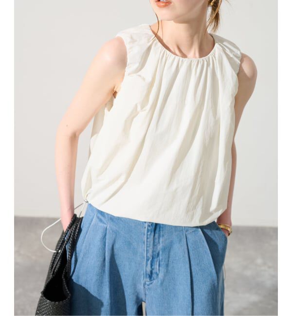 SLOBE IENA「《予約》ナイロンギャザーノースリブラウス」|シャツ・ブラウス|