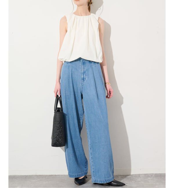 SLOBE IENA「《予約》ナイロンギャザーノースリブラウス」|シャツ・ブラウス|