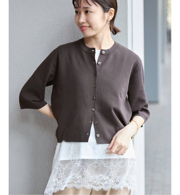 SLOBE IENA「《WEB限定/遮熱/UVカット/追加予約》ハーフスリーブニットカーディガン」|カーディガン|