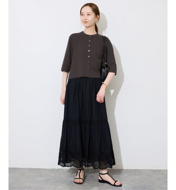 SLOBE IENA「《WEB限定/遮熱/UVカット/追加予約》ハーフスリーブニットカーディガン」|カーディガン|