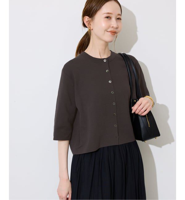 SLOBE IENA「《WEB限定/遮熱/UVカット/追加予約》ハーフスリーブニットカーディガン」|カーディガン|