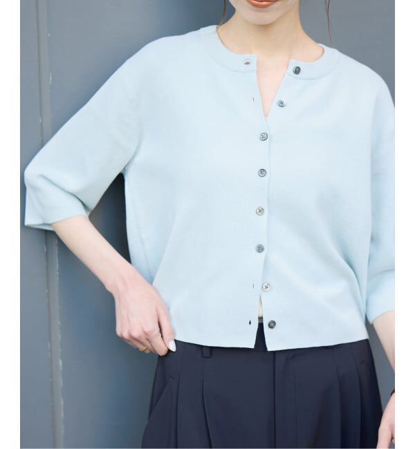 SLOBE IENA「《WEB限定/遮熱/UVカット/追加予約》ハーフスリーブニットカーディガン」|カーディガン|