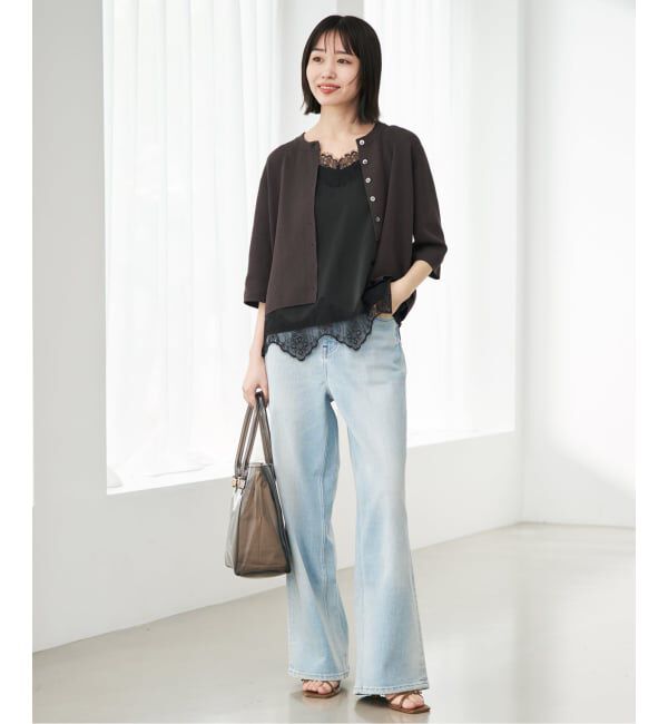 SLOBE IENA「《WEB限定/遮熱/UVカット/追加予約》ハーフスリーブニットカーディガン」|カーディガン|