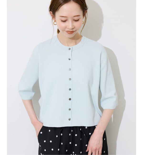 SLOBE IENA「《WEB限定/遮熱/UVカット/追加予約》ハーフスリーブニットカーディガン」|カーディガン|