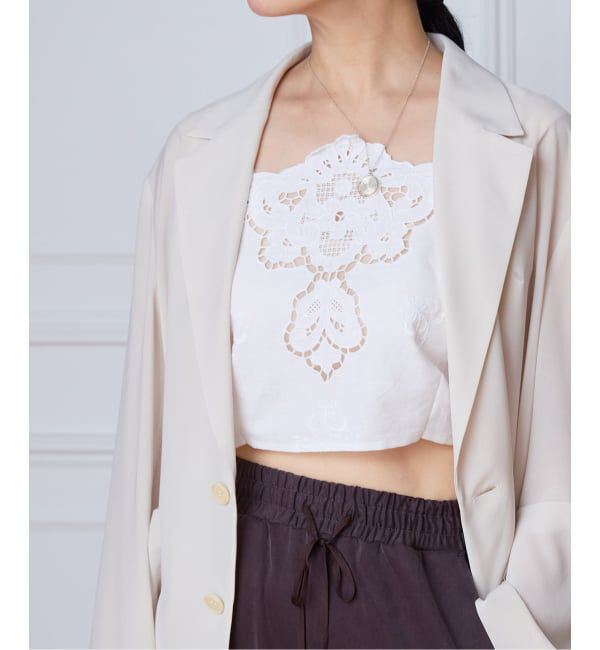 IENA LA BOUCLE「HERITER エリテ cutwork parts busitier H0-00-3085」|シャツ・ブラウス|ホワイト