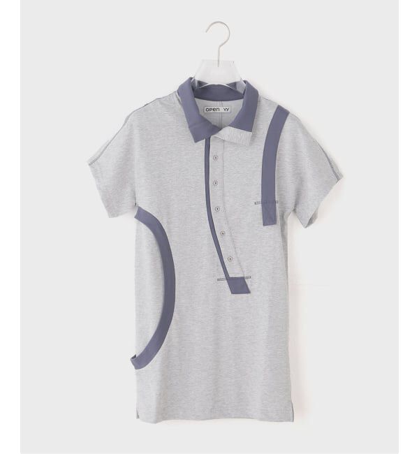 PULP「【Geek Office / ギークオフィス】OPEN YY / Knitted CURVED BUTTON PANEL TEE」|ポロシャツ|グレー