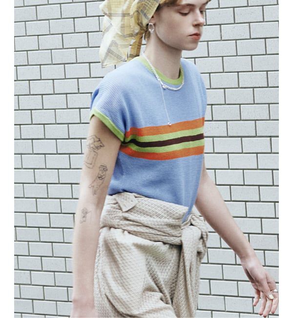 JOURNAL STANDARD「別注【MIKA KASAI】 Knit T-Shirt」|ニット・セーター|サックスブルー