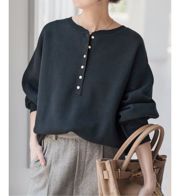 Spick and Span「《WEB限定 / 追加予約》メタルボタンヘンリーネックニット」|ニット・セーター|