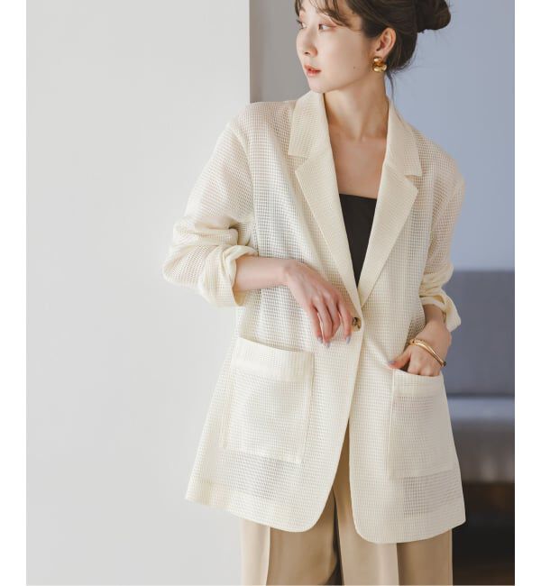 NOBLE「エアリーメッシュロングジャケット」|テーラードジャケット|