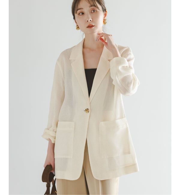 NOBLE「エアリーメッシュロングジャケット」|テーラードジャケット|