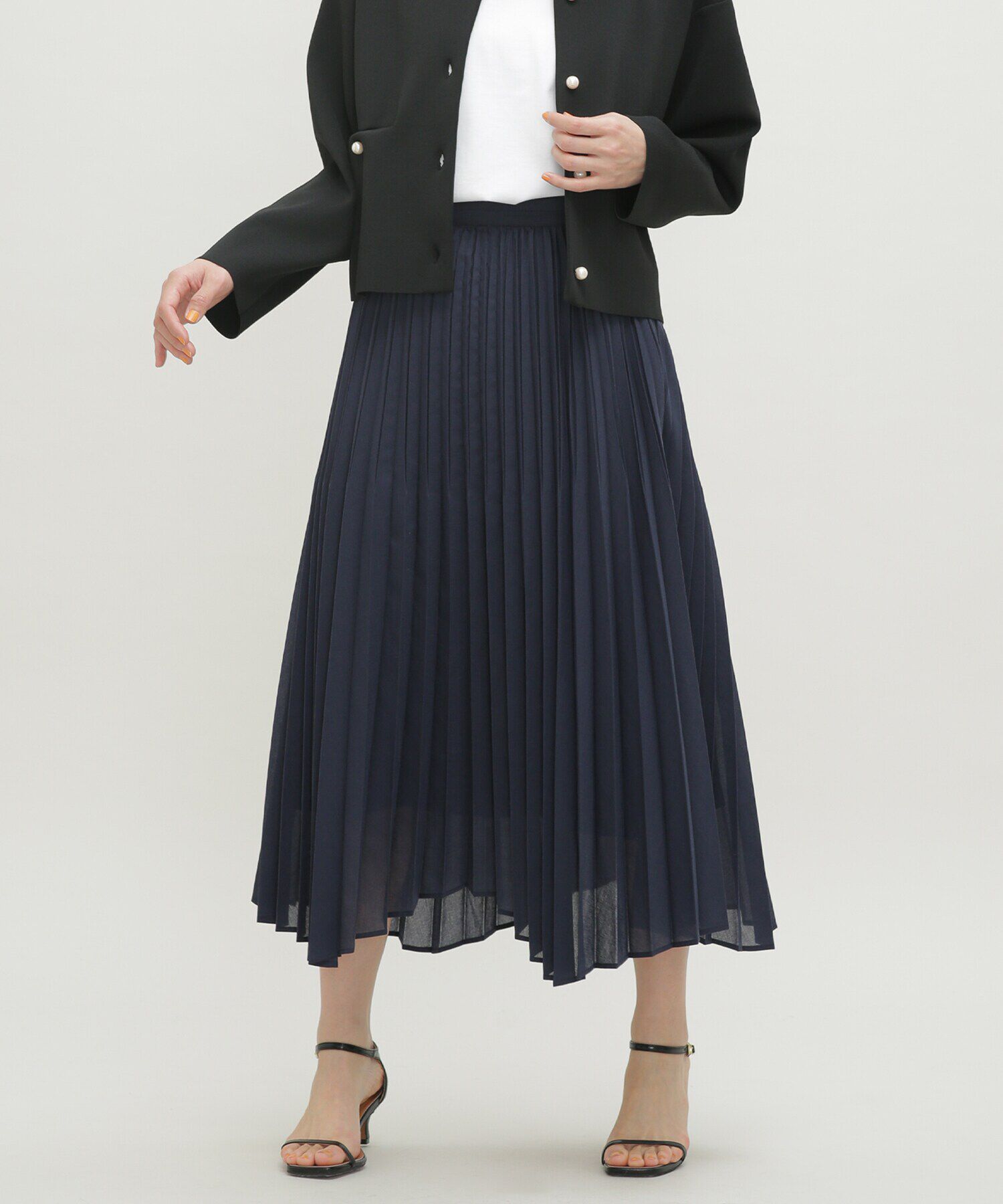 nano･universe「LB.03/ドライシアーイレヘムプリーツスカート」|スカート|