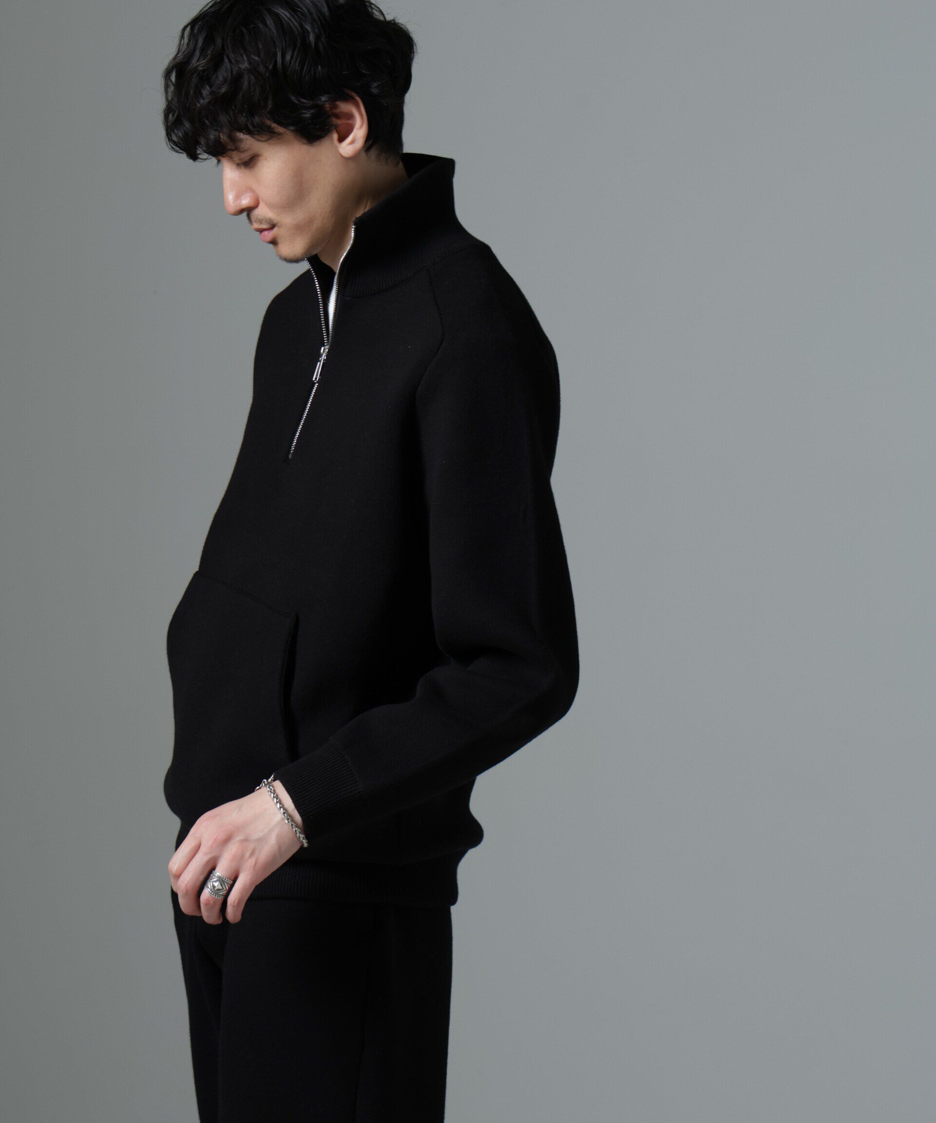 nano･universe「ハーフジップダブルニットハイネック」|ニット・セーター|