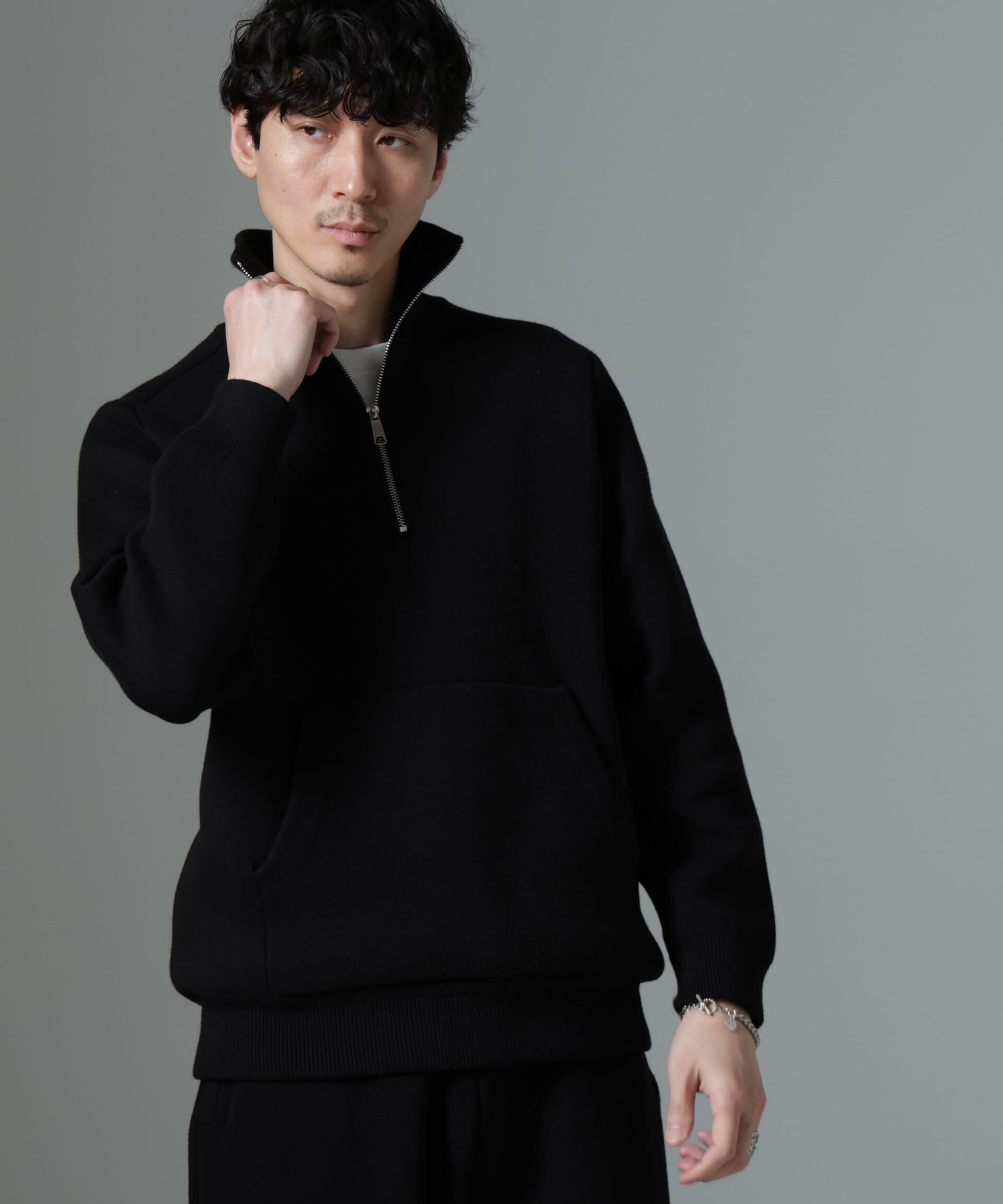 nano･universe「ハーフジップダブルニットハイネック」|ニット・セーター|