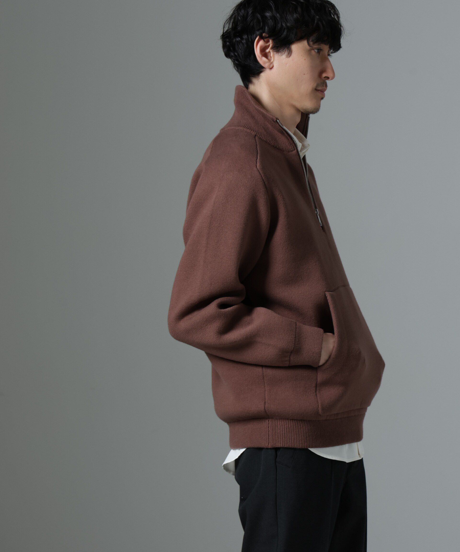 nano･universe「ハーフジップダブルニットハイネック」|ニット・セーター|