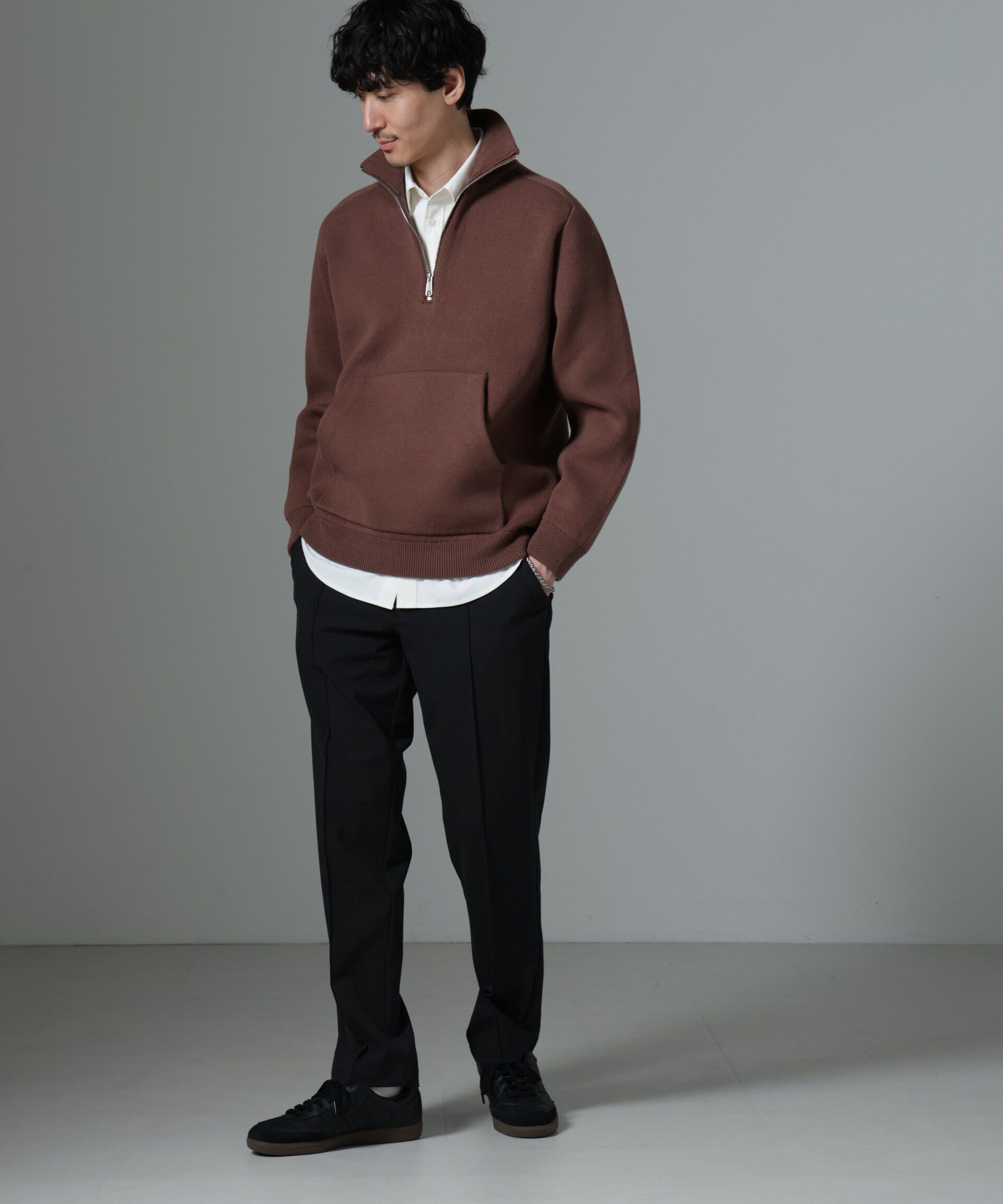 nano･universe「ハーフジップダブルニットハイネック」|ニット・セーター|