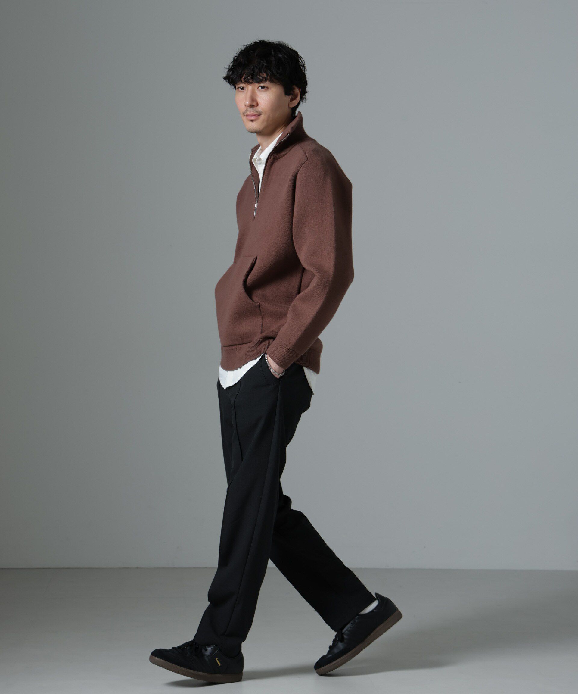 nano･universe「ハーフジップダブルニットハイネック」|ニット・セーター|