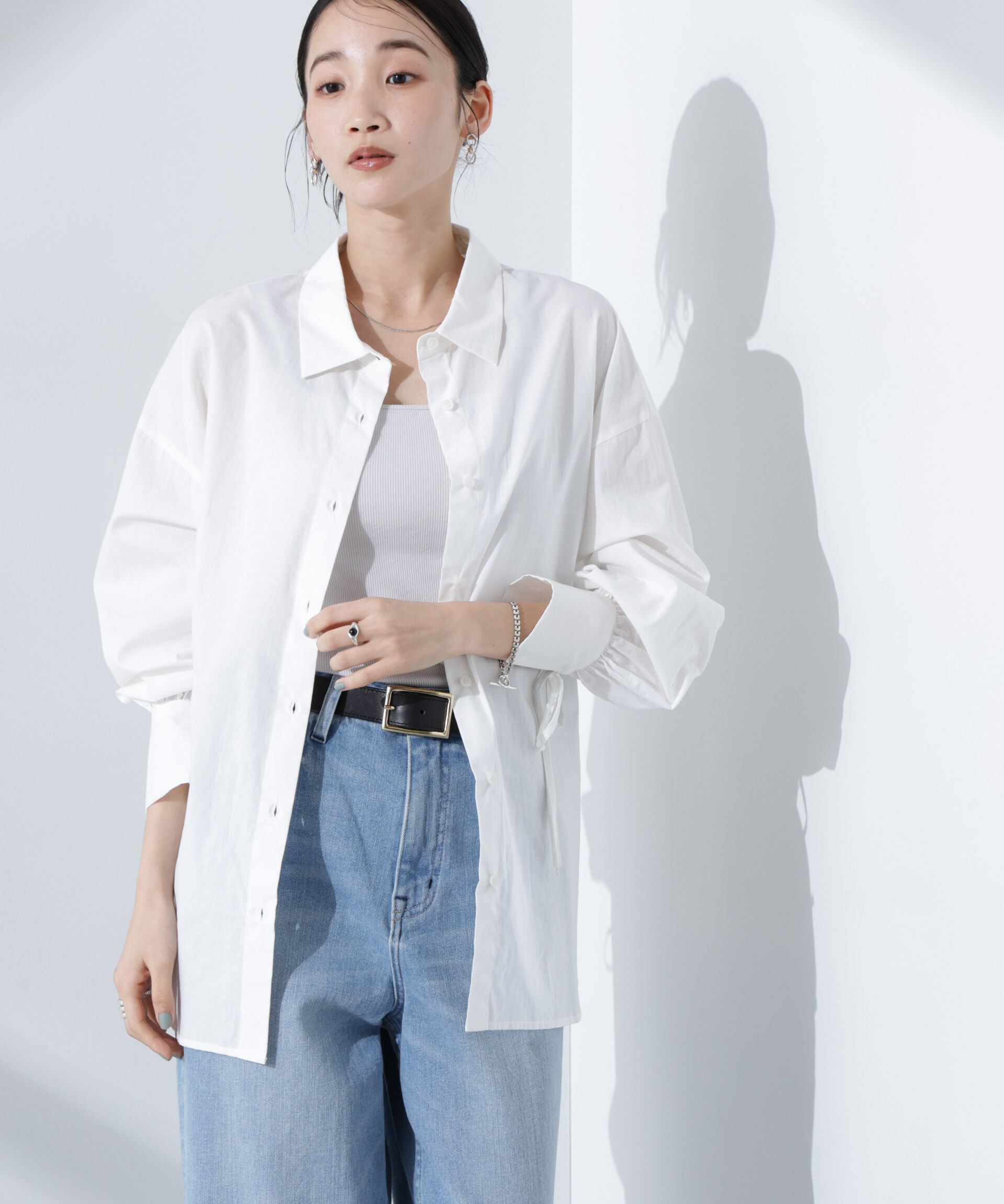 nano･universe「リボンスリーブシャツ」|シャツ・ブラウス|