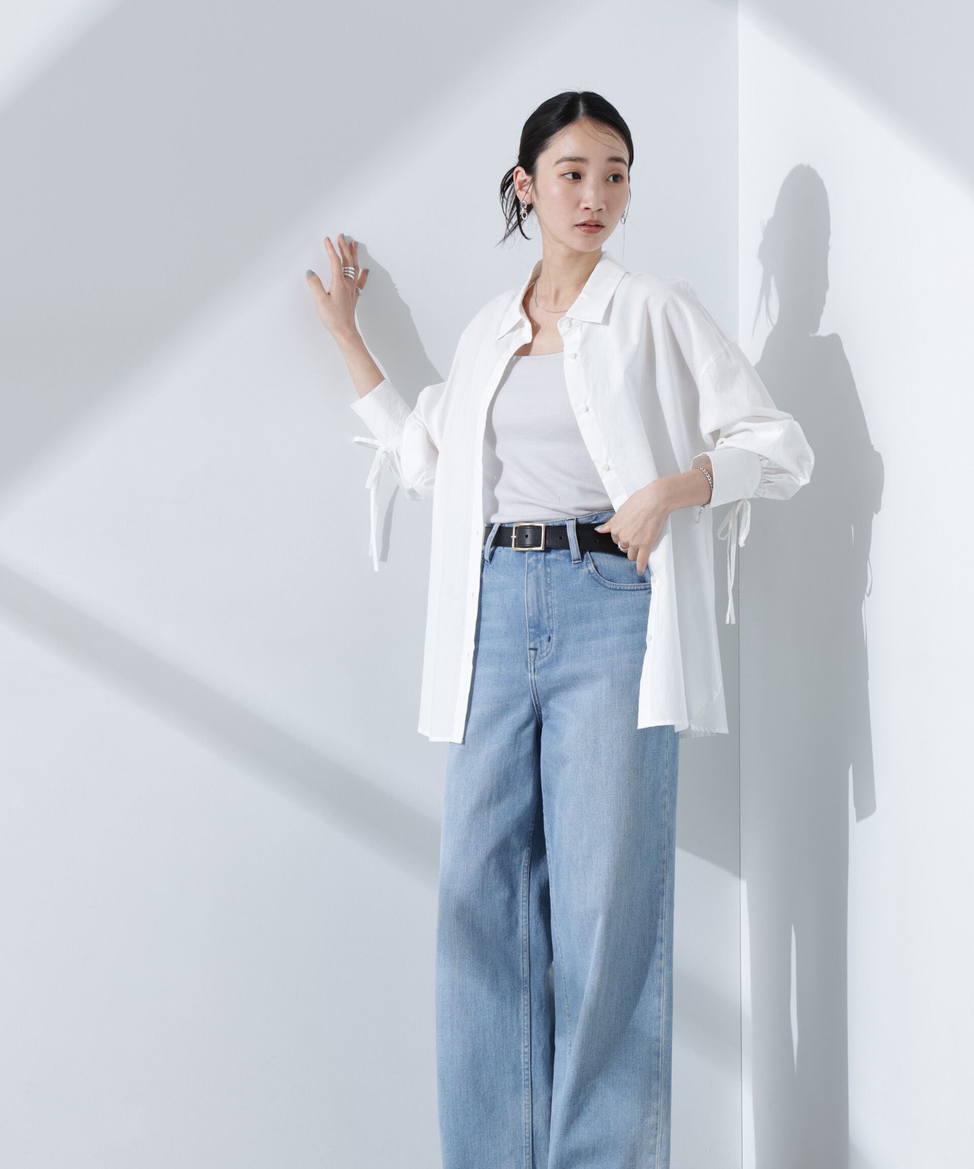 nano･universe「リボンスリーブシャツ」|シャツ・ブラウス|