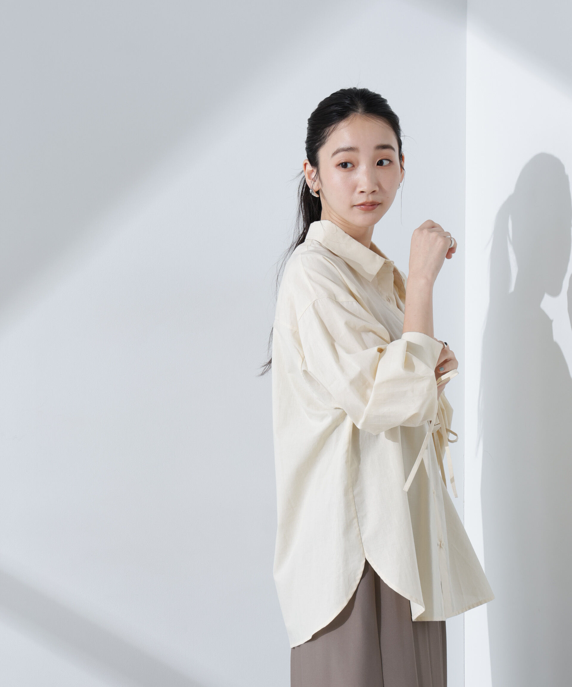 nano･universe「リボンスリーブシャツ」|シャツ・ブラウス|