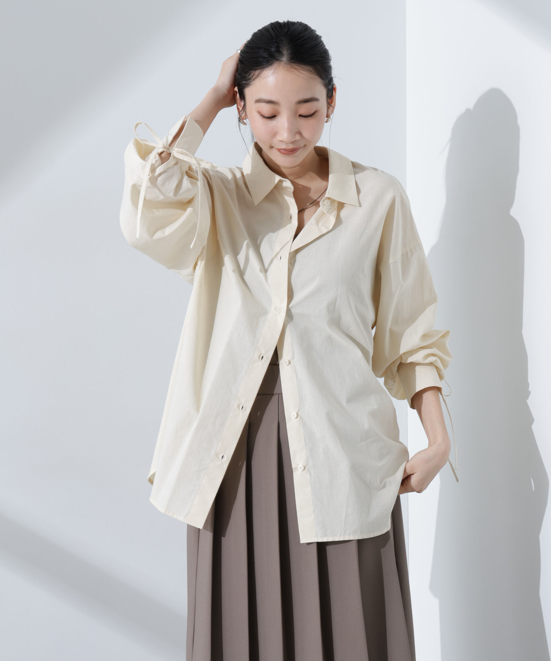 nano･universe「リボンスリーブシャツ」|シャツ・ブラウス|