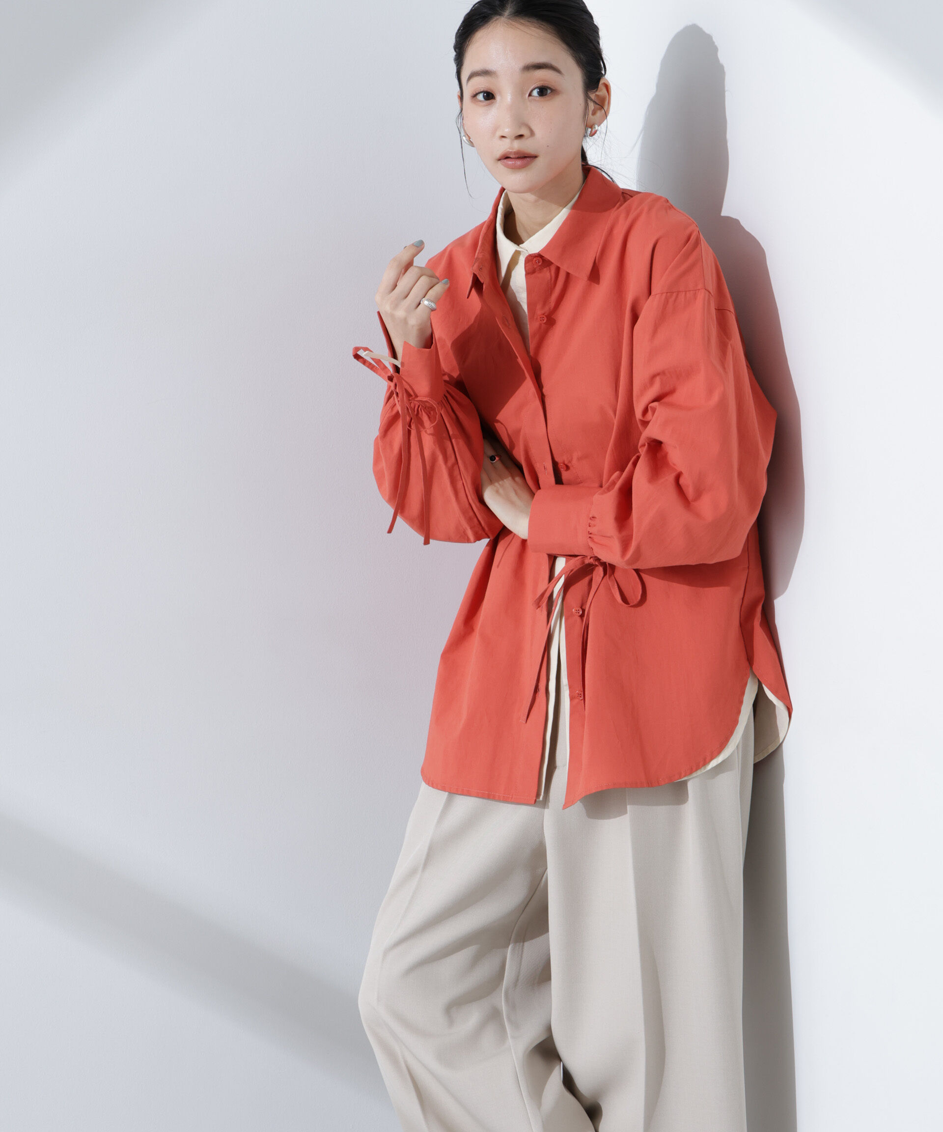 nano･universe「リボンスリーブシャツ」|シャツ・ブラウス|