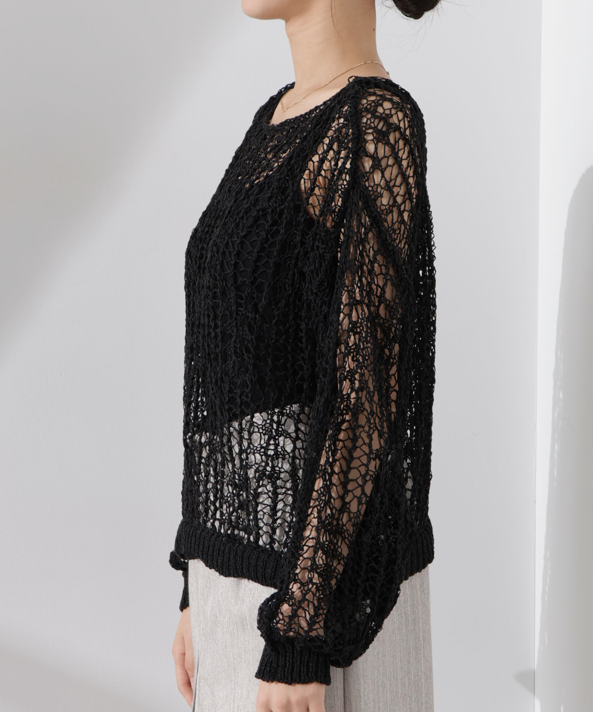 nano･universe「テープヤーンメッシュニットトップス」|ニット・セーター|