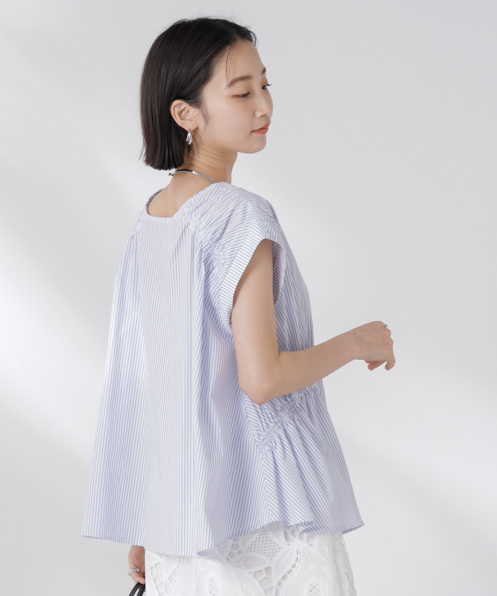 nano･universe「前後2wayギャザーデザインブラウス」|シャツ・ブラウス|