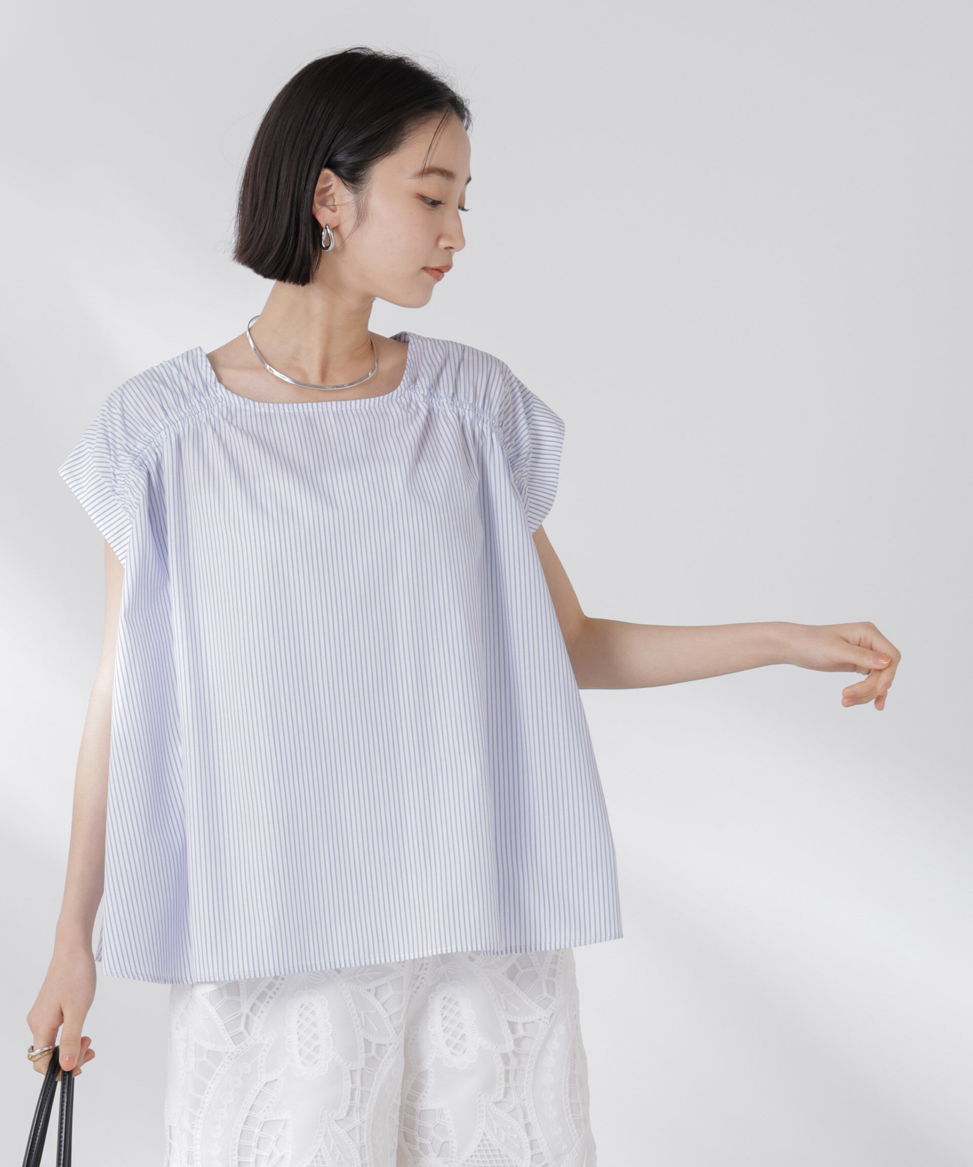 nano･universe「前後2wayギャザーデザインブラウス」|シャツ・ブラウス|