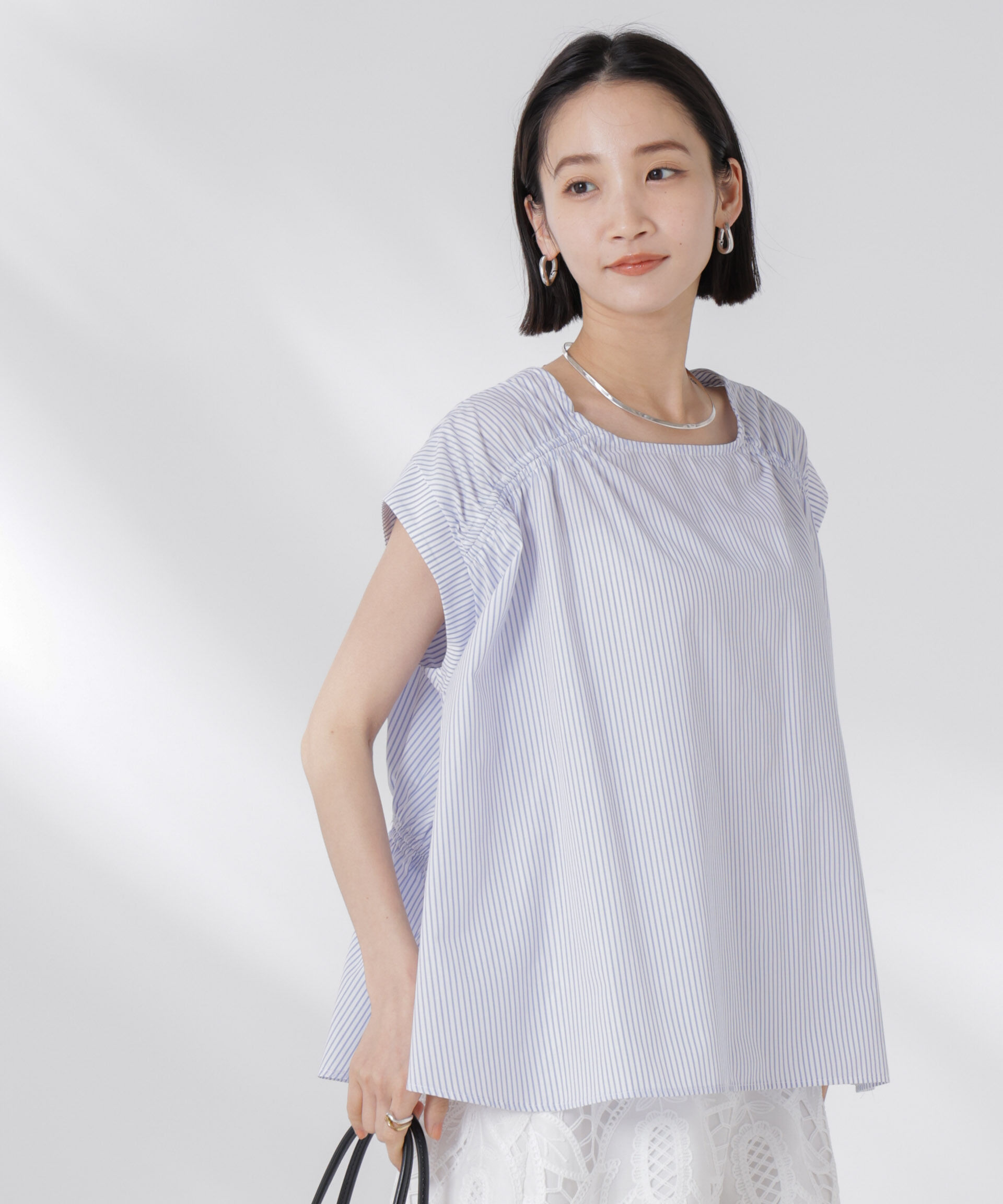 nano･universe「前後2wayギャザーデザインブラウス」|シャツ・ブラウス|