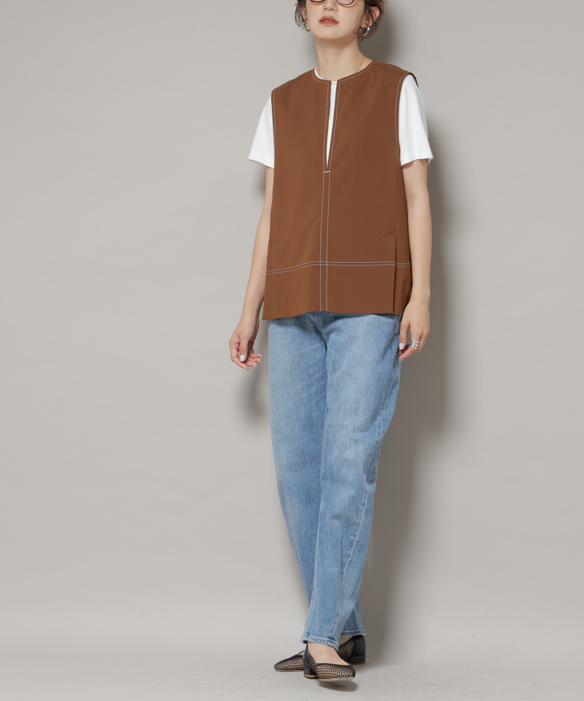 nano･universe「Healthy DENIM/Corn ワイドカーブデニム」|チノ|